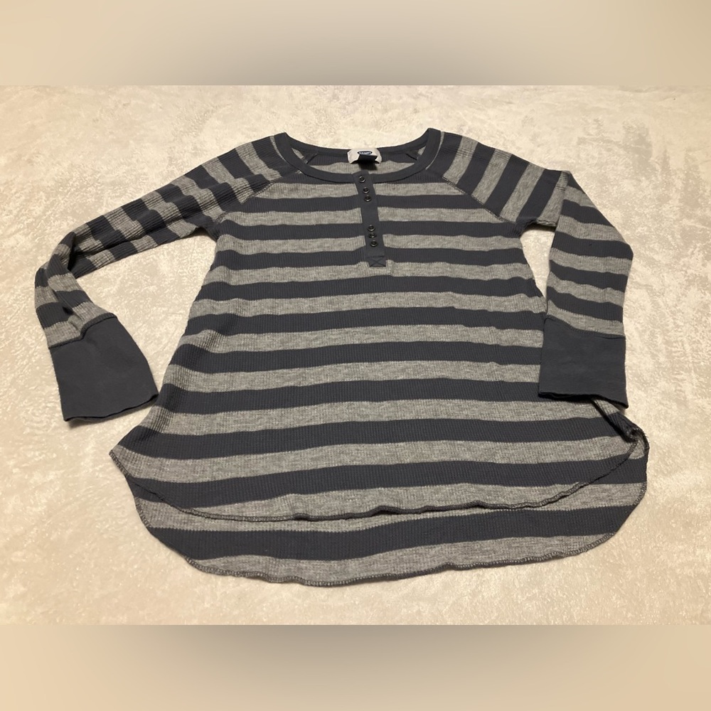 *last chance* Striped Long Sleeve Henley Top